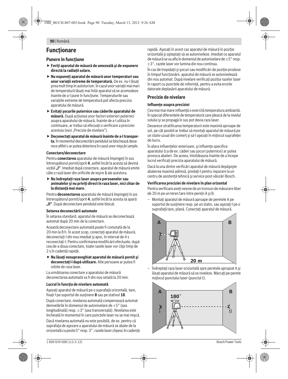 Funcţionare | Bosch GPL 3 Professional User Manual | Page 90 / 158