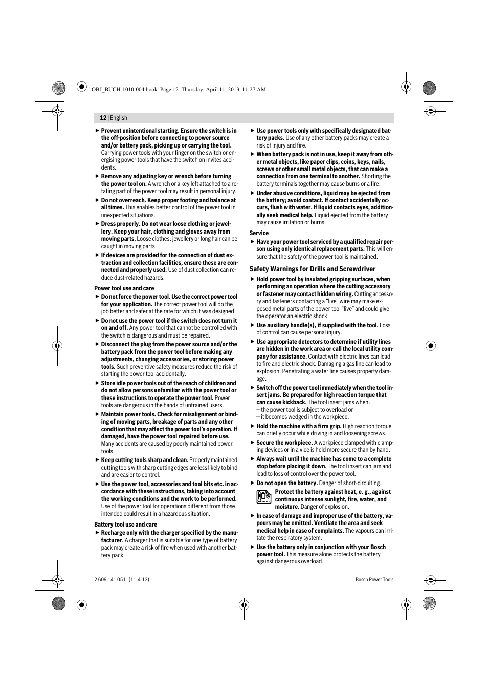 Bosch GSR 10,8-LI Professional User Manual | Page 12 / 167