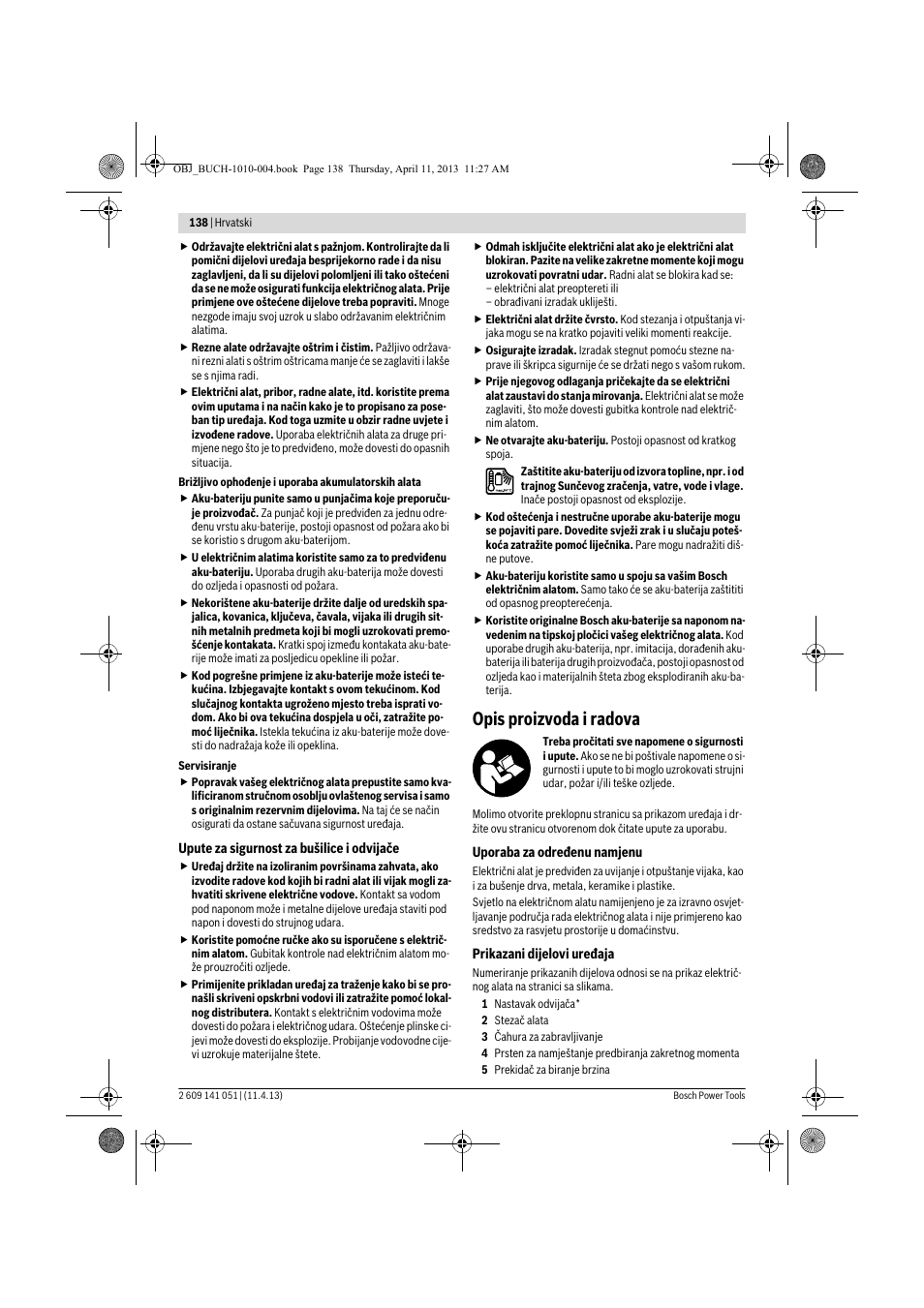 Opis proizvoda i radova | Bosch GSR 10,8-LI Professional User Manual | Page 138 / 167