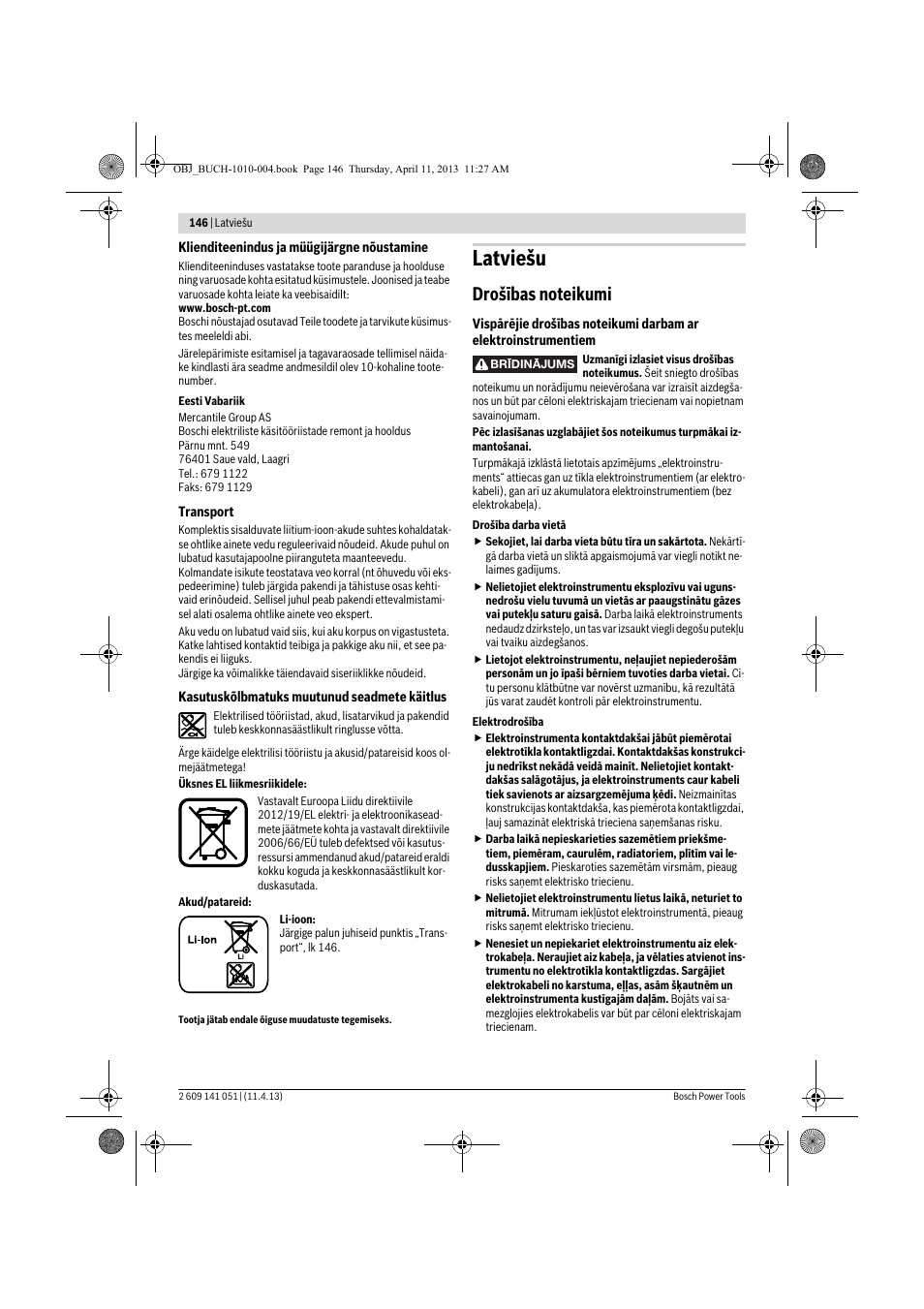 Latviešu | Bosch GSR 10,8-LI Professional User Manual | Page 146 / 167