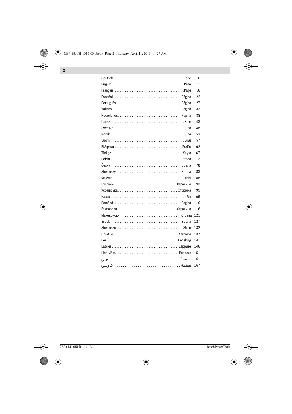 Bosch GSR 10,8-LI Professional User Manual | Page 2 / 167