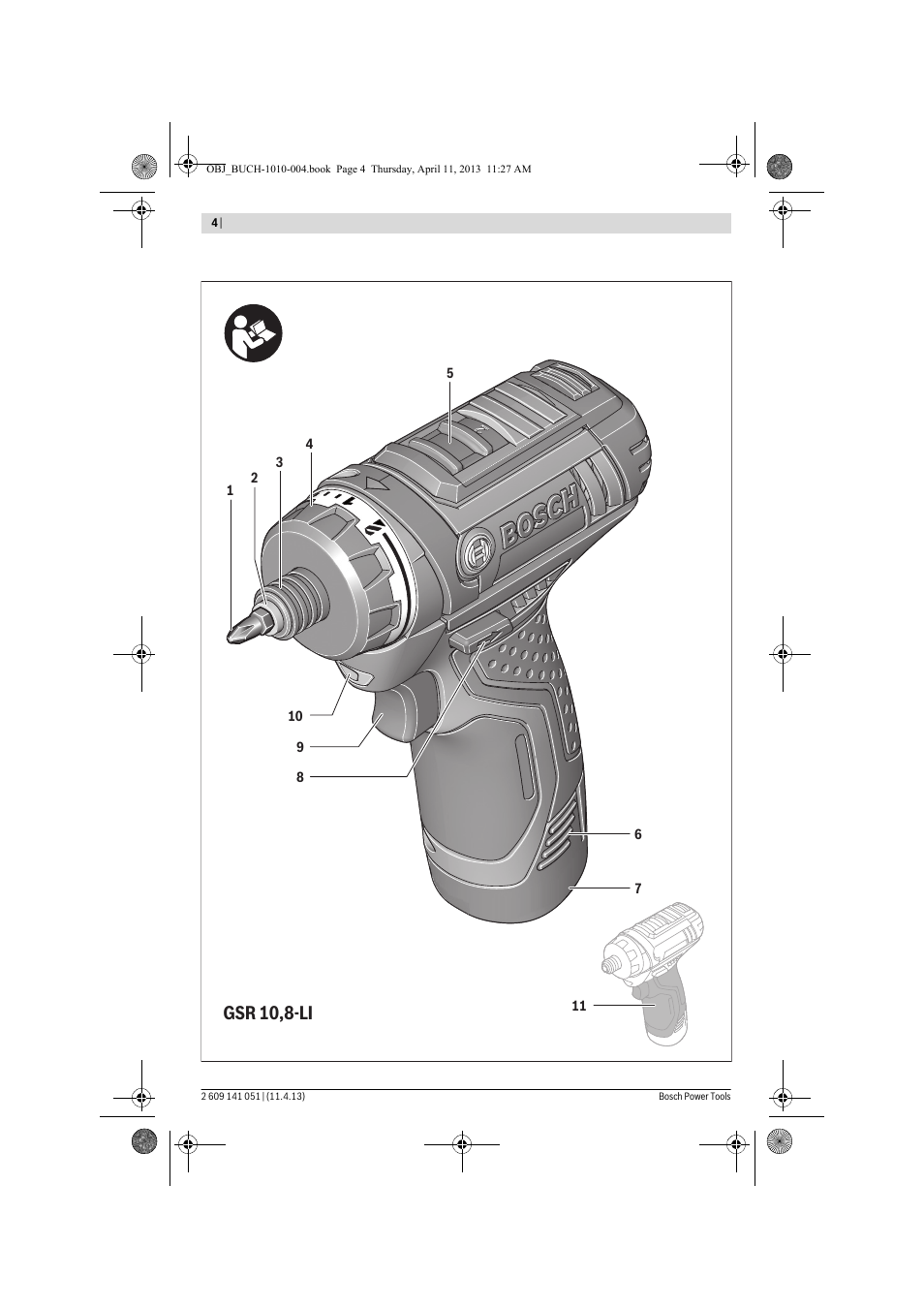 Gsr 10,8-li | Bosch GSR 10,8-LI Professional User Manual | Page 4 / 167