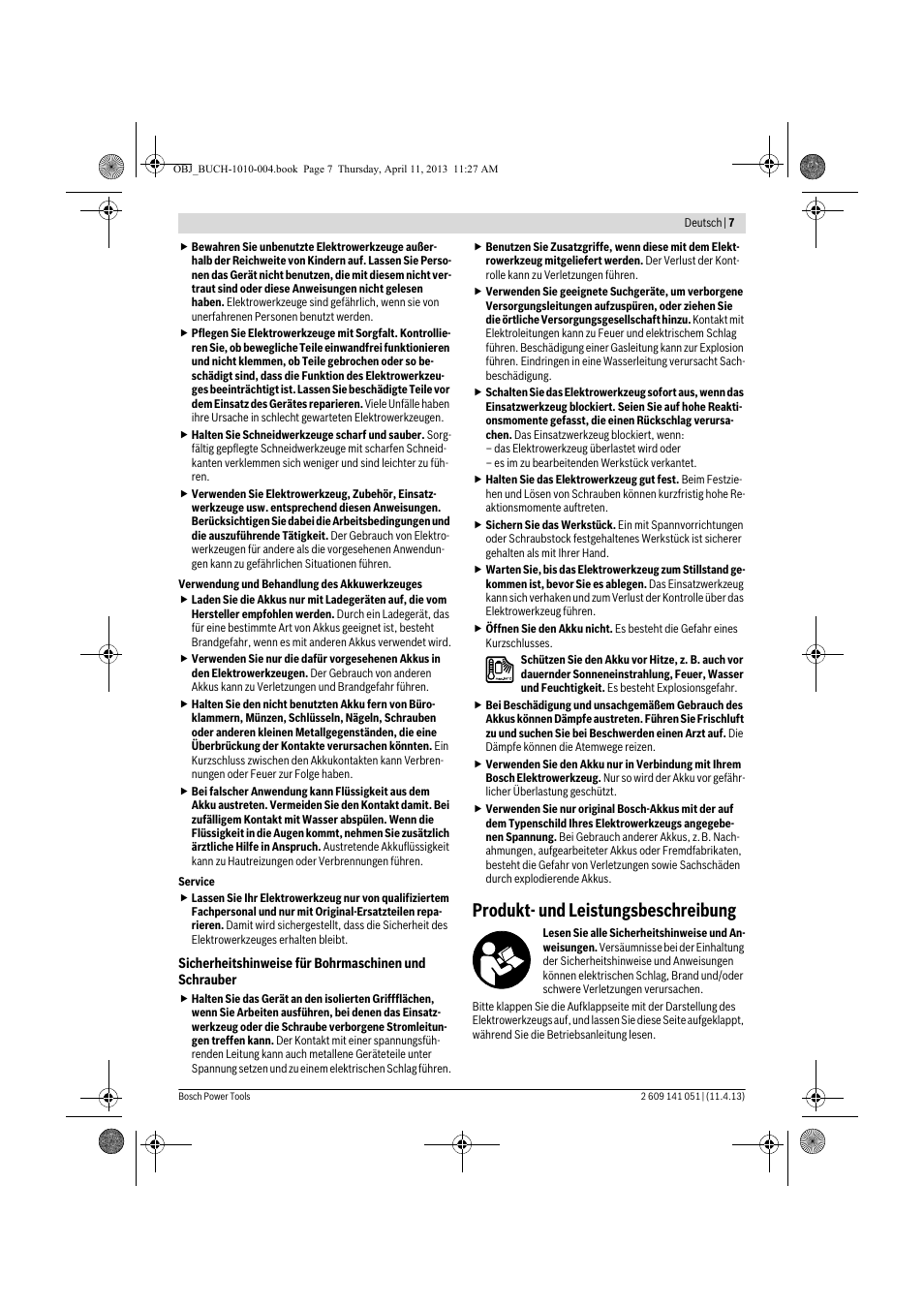 Produkt- und leistungsbeschreibung | Bosch GSR 10,8-LI Professional User Manual | Page 7 / 167