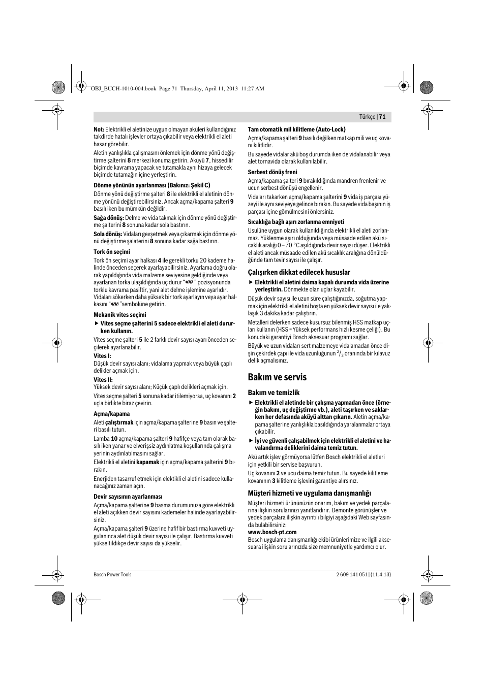 Bakım ve servis | Bosch GSR 10,8-LI Professional User Manual | Page 71 / 167