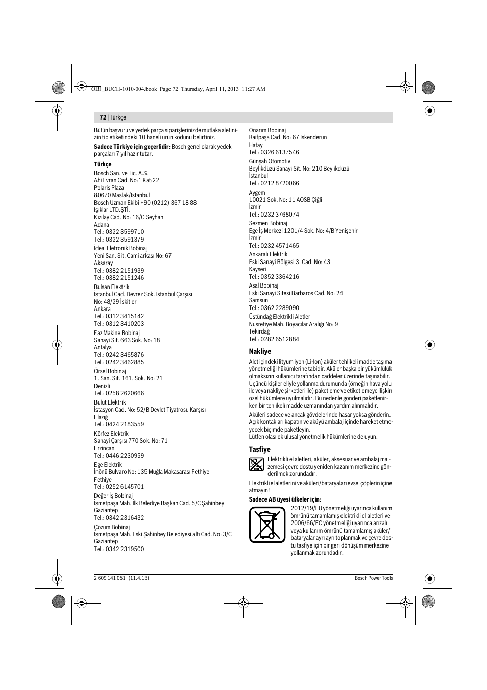 Bosch GSR 10,8-LI Professional User Manual | Page 72 / 167