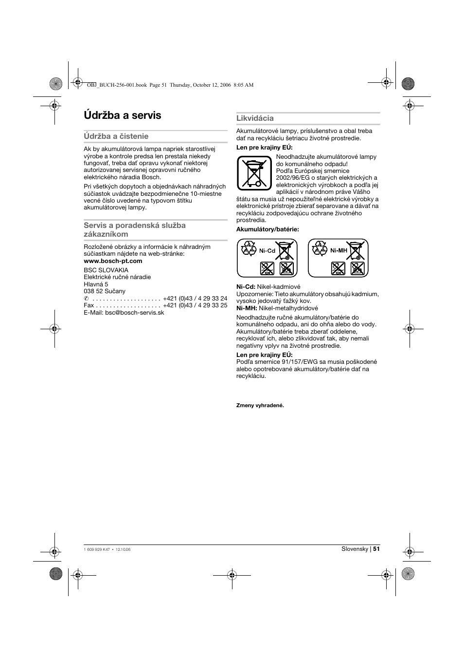 Údržba a servis | Bosch GLI 14,4 V Professional User Manual | Page 51 / 86