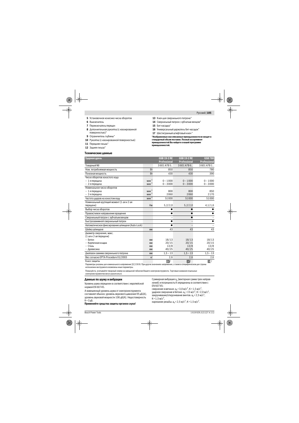 Bosch GSB 19-2 RE Professional User Manual | Page 105 / 172