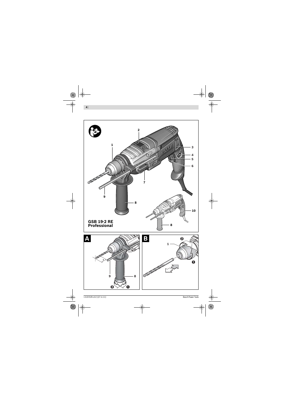 Bosch GSB 19-2 RE Professional User Manual | Page 4 / 172