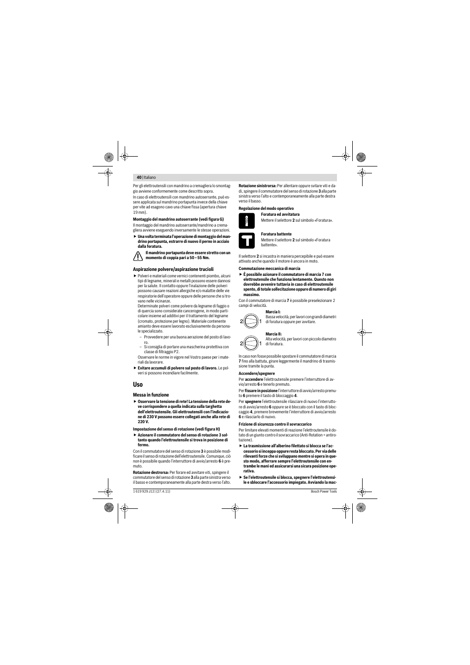 Bosch GSB 19-2 RE Professional User Manual | Page 40 / 172