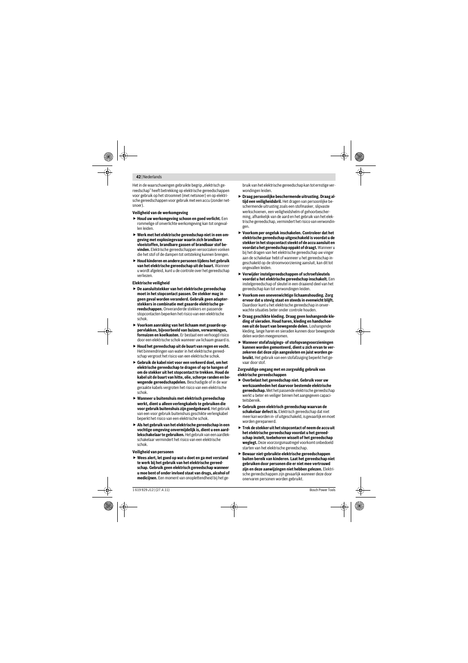 Bosch GSB 19-2 RE Professional User Manual | Page 42 / 172