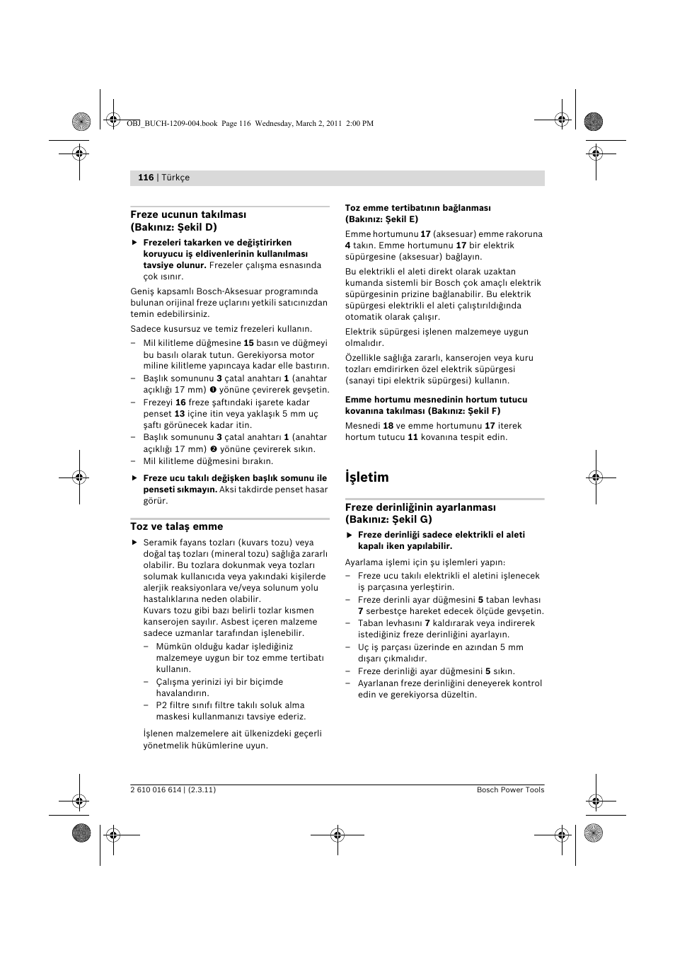 Işletim | Bosch GTR 30 CE Professional User Manual | Page 116 / 256