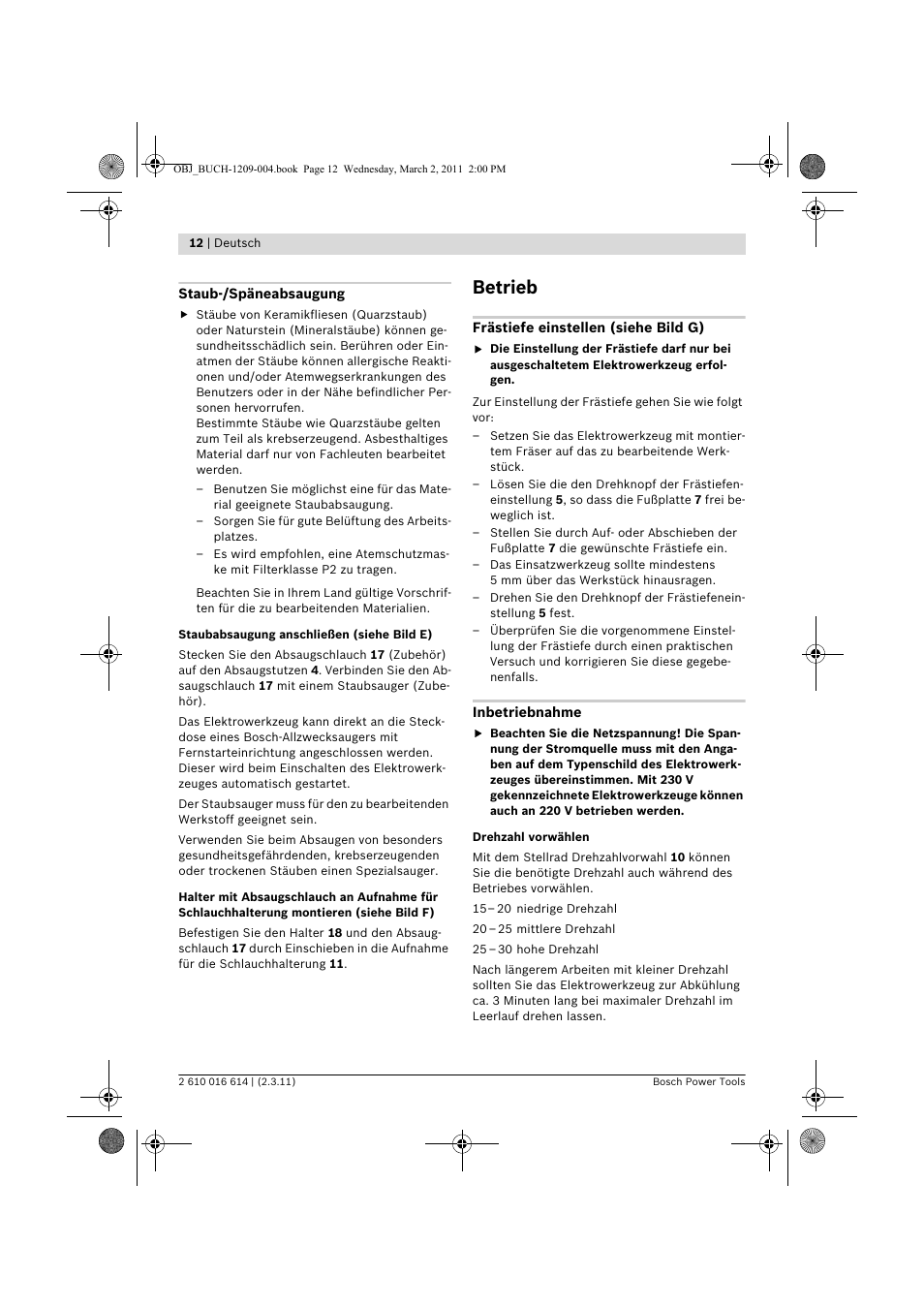 Betrieb | Bosch GTR 30 CE Professional User Manual | Page 12 / 256