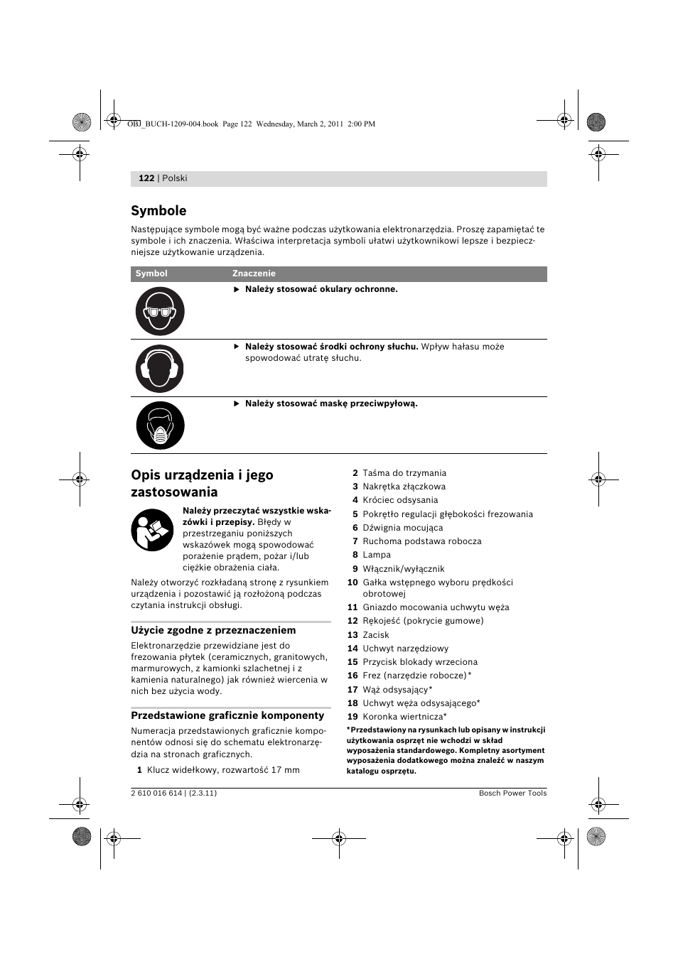 Symbole, Opis urządzenia i jego zastosowania | Bosch GTR 30 CE Professional User Manual | Page 122 / 256