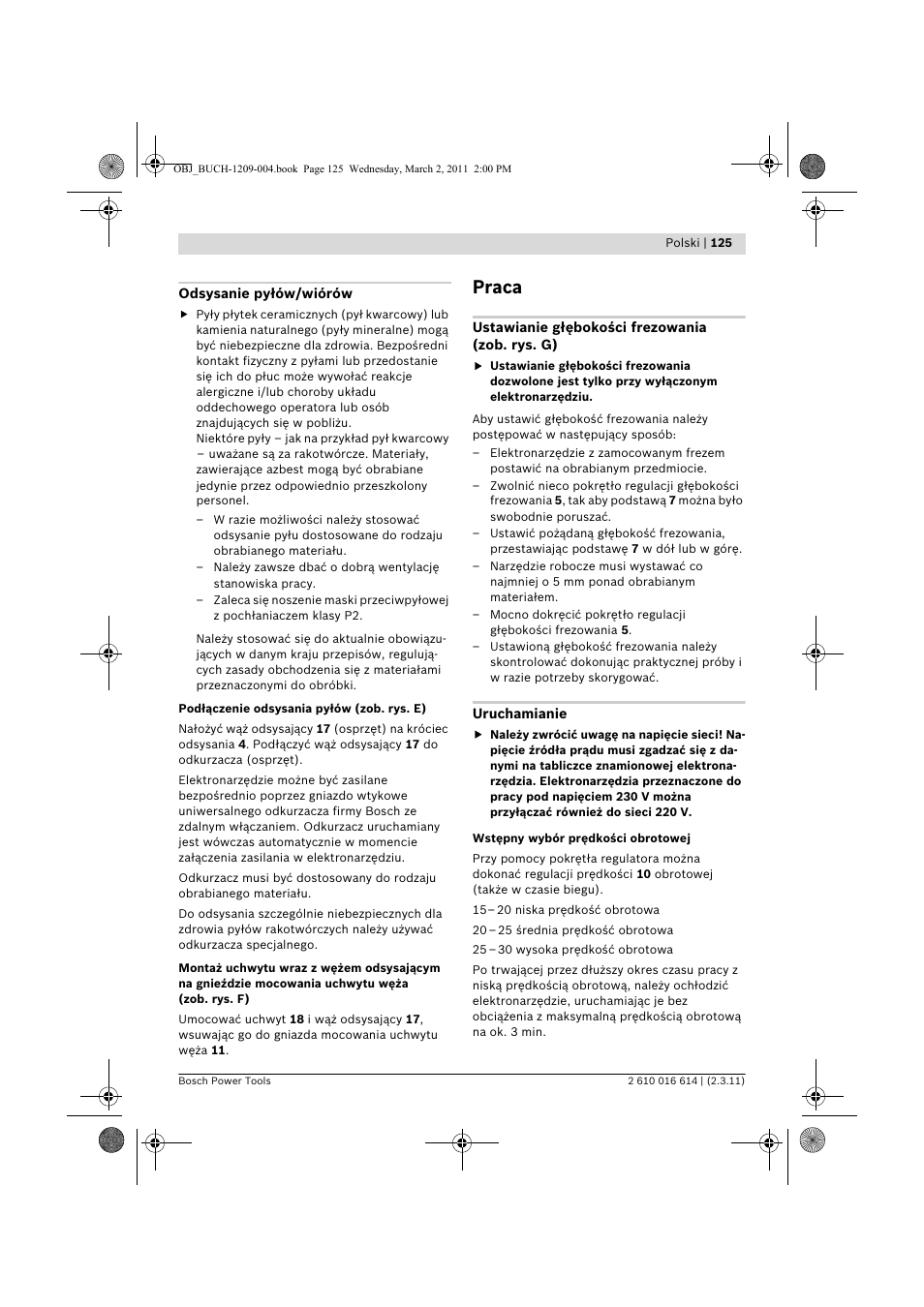 Praca | Bosch GTR 30 CE Professional User Manual | Page 125 / 256