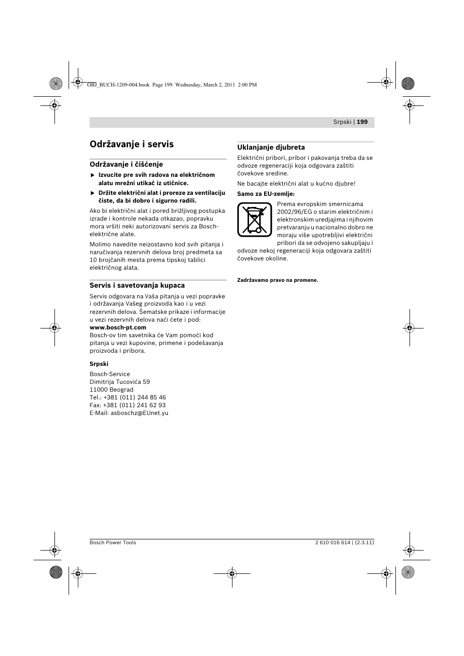 Održavanje i servis | Bosch GTR 30 CE Professional User Manual | Page 199 / 256