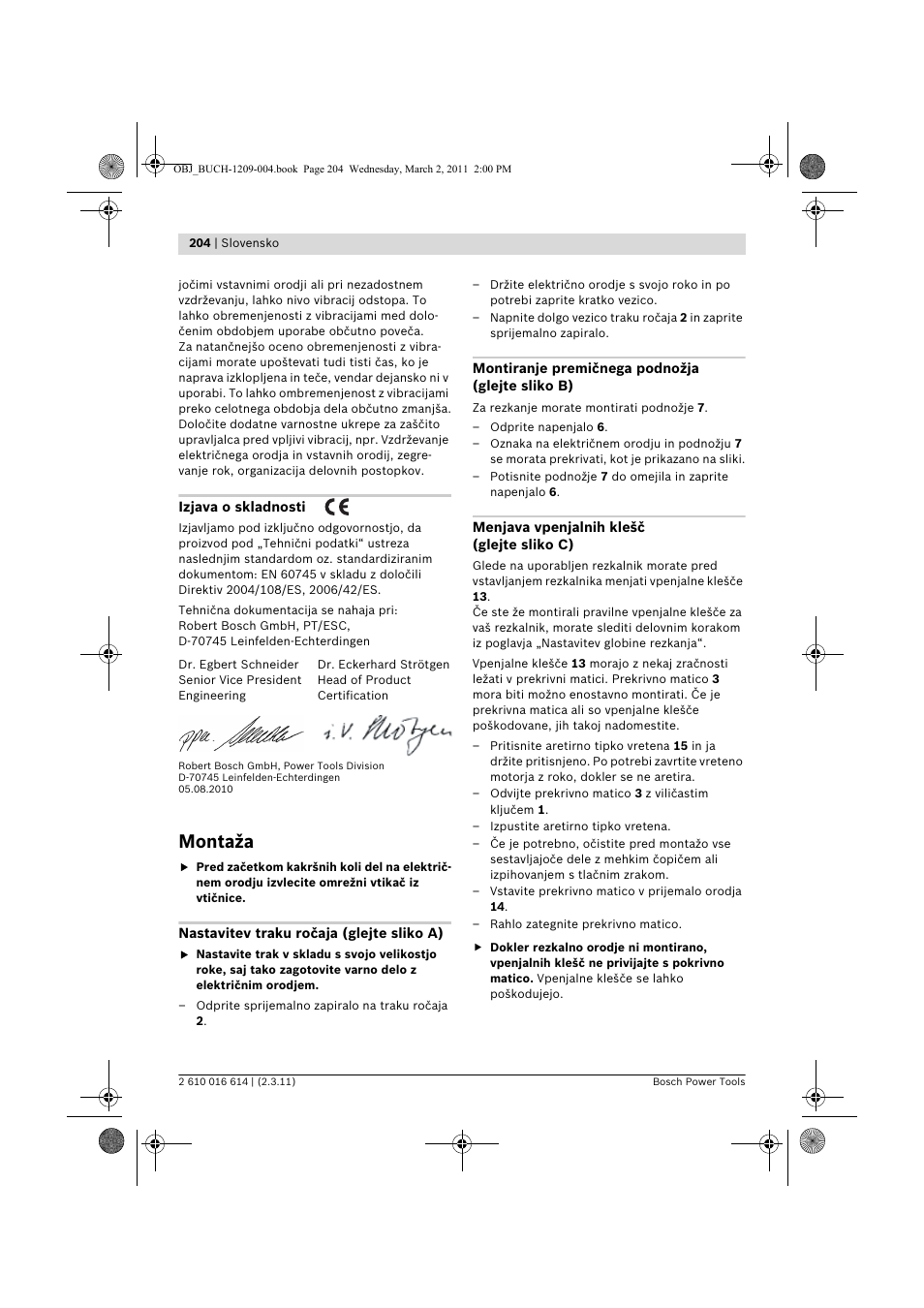 Montaža | Bosch GTR 30 CE Professional User Manual | Page 204 / 256