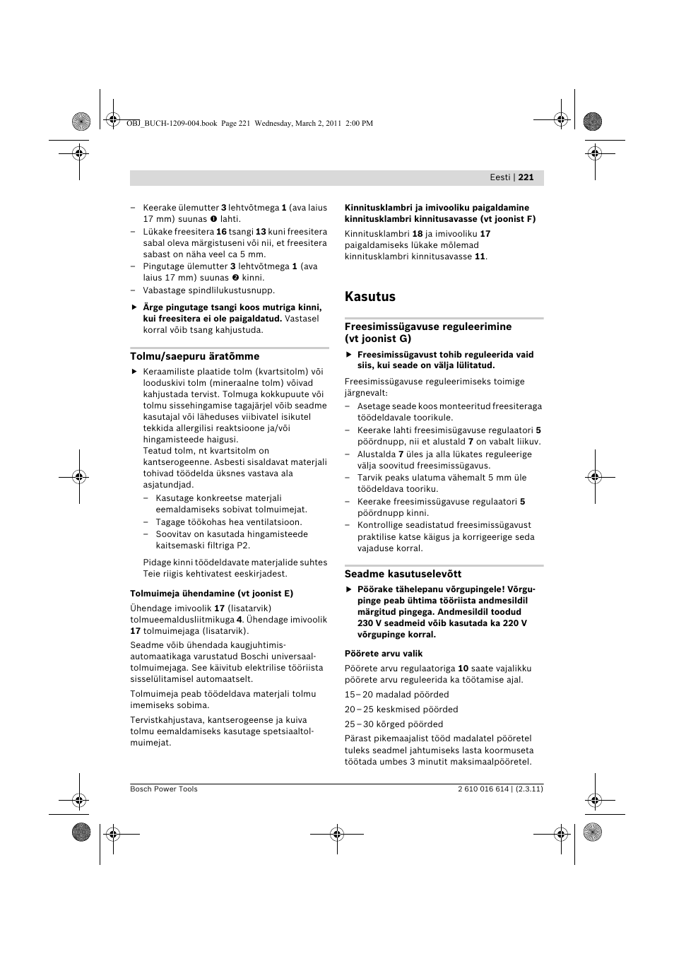 Kasutus | Bosch GTR 30 CE Professional User Manual | Page 221 / 256