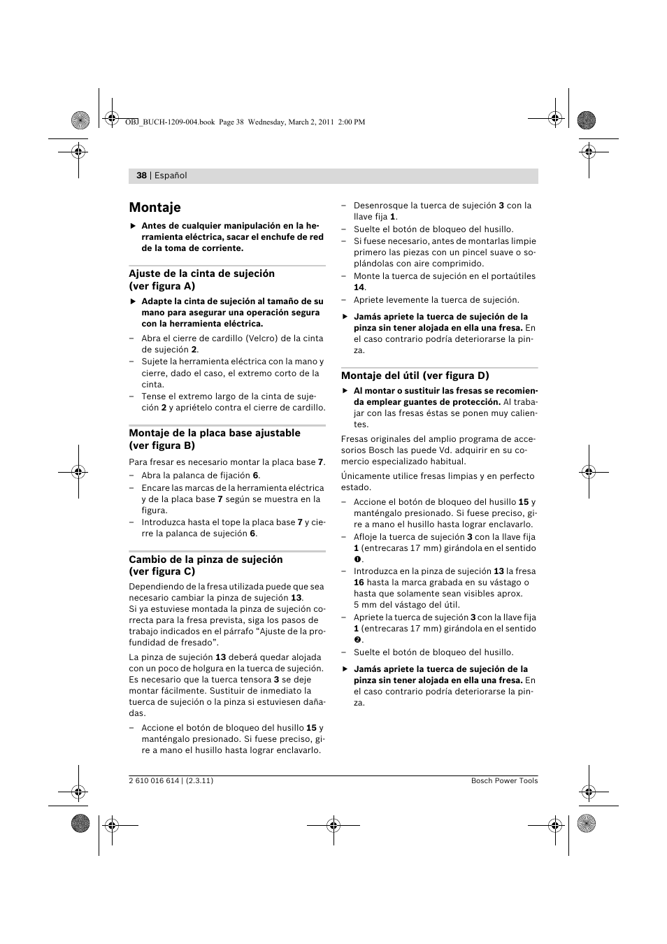 Montaje | Bosch GTR 30 CE Professional User Manual | Page 38 / 256