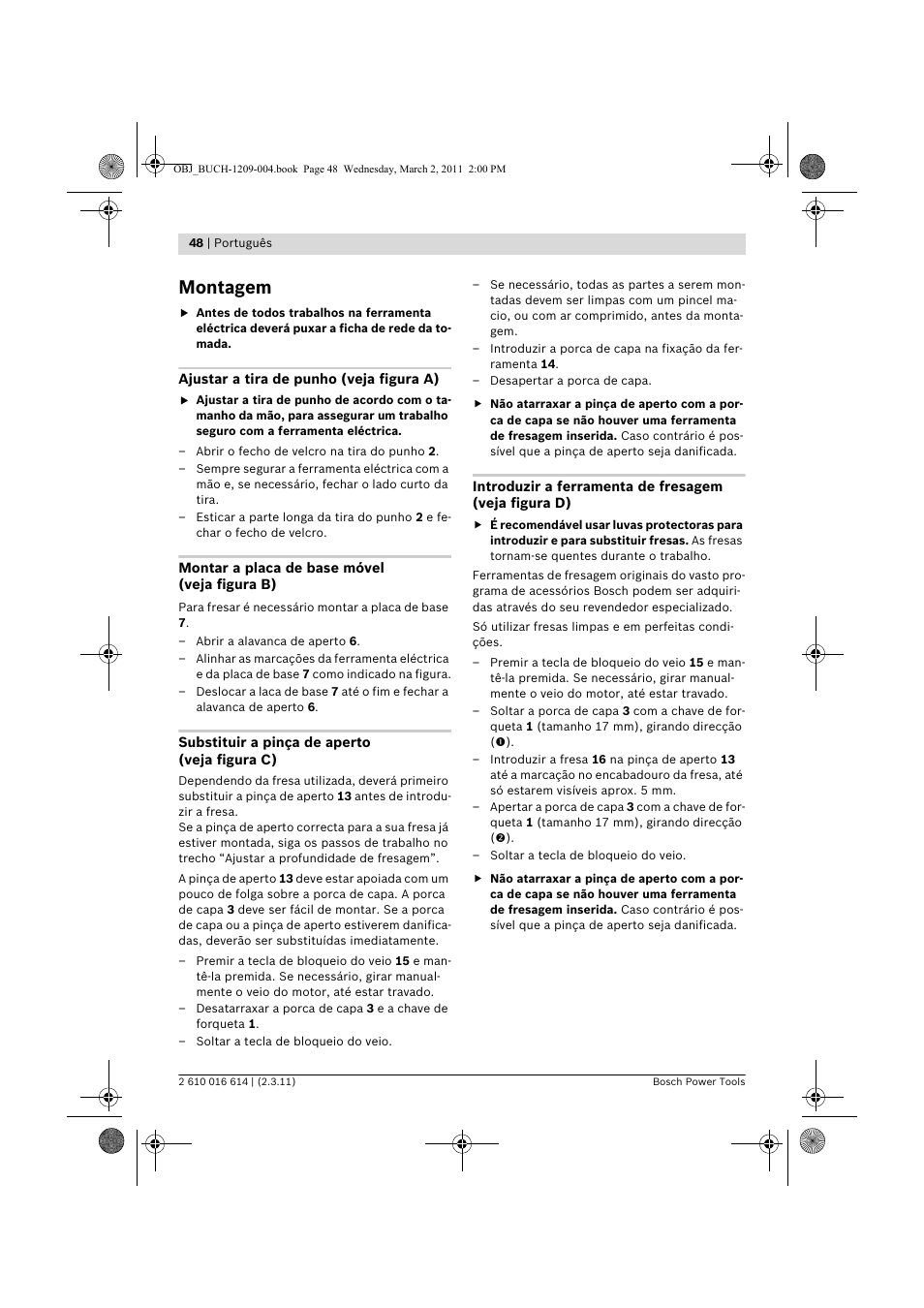 Montagem | Bosch GTR 30 CE Professional User Manual | Page 48 / 256