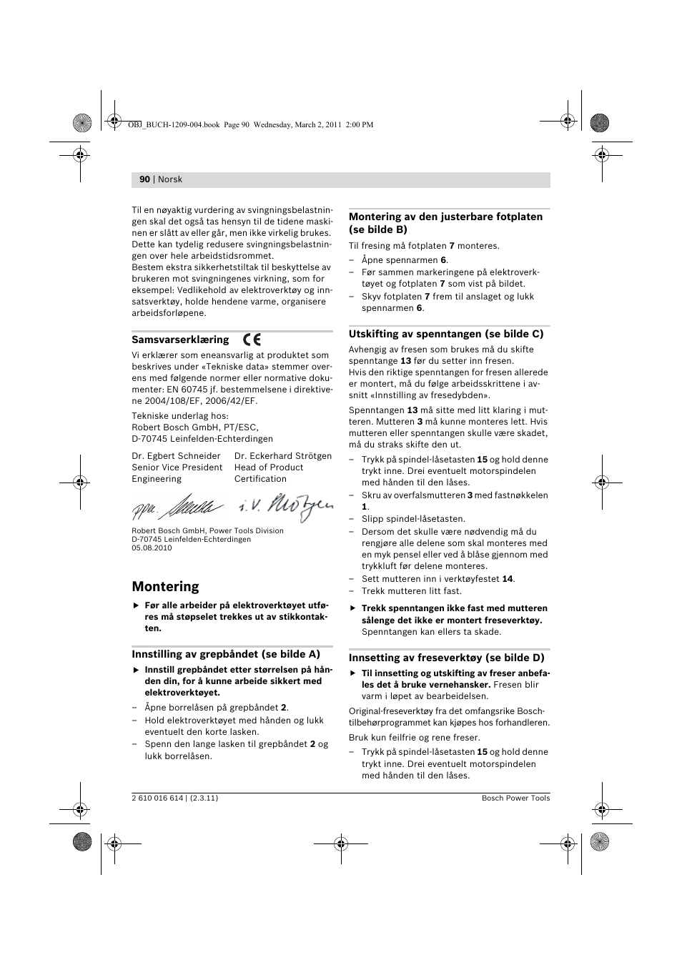 Montering | Bosch GTR 30 CE Professional User Manual | Page 90 / 256