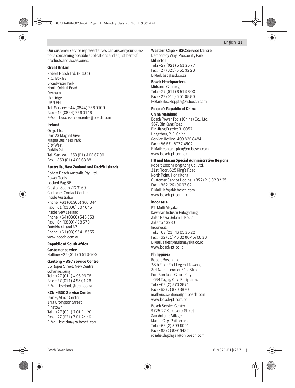 Bosch GNA 16 (SDS) Professional User Manual | Page 11 / 112