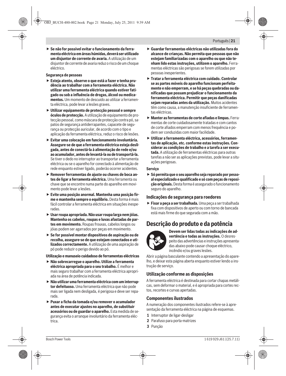Descrição do produto e da potência | Bosch GNA 16 (SDS) Professional User Manual | Page 21 / 112