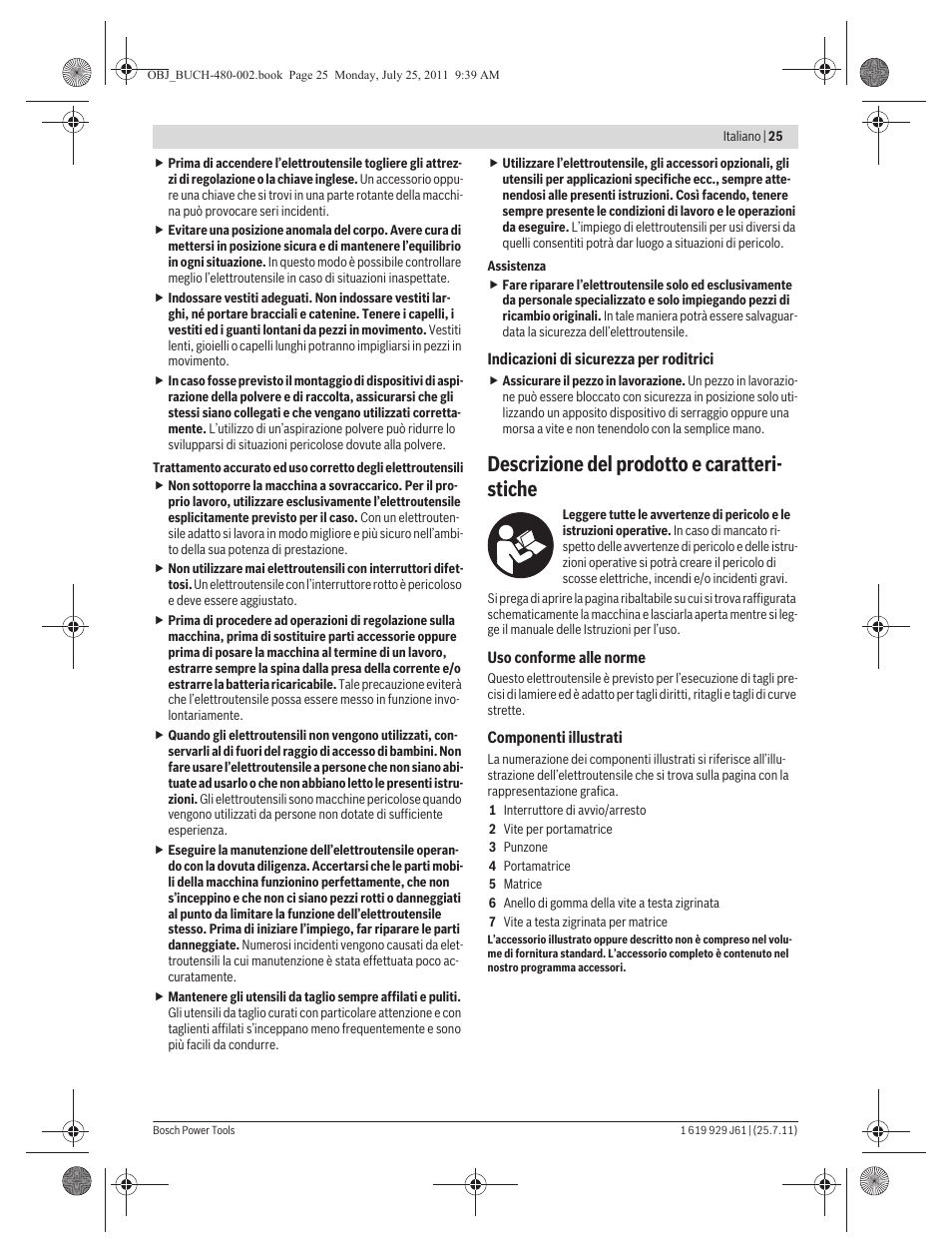 Descrizione del prodotto e caratteri- stiche | Bosch GNA 16 (SDS) Professional User Manual | Page 25 / 112
