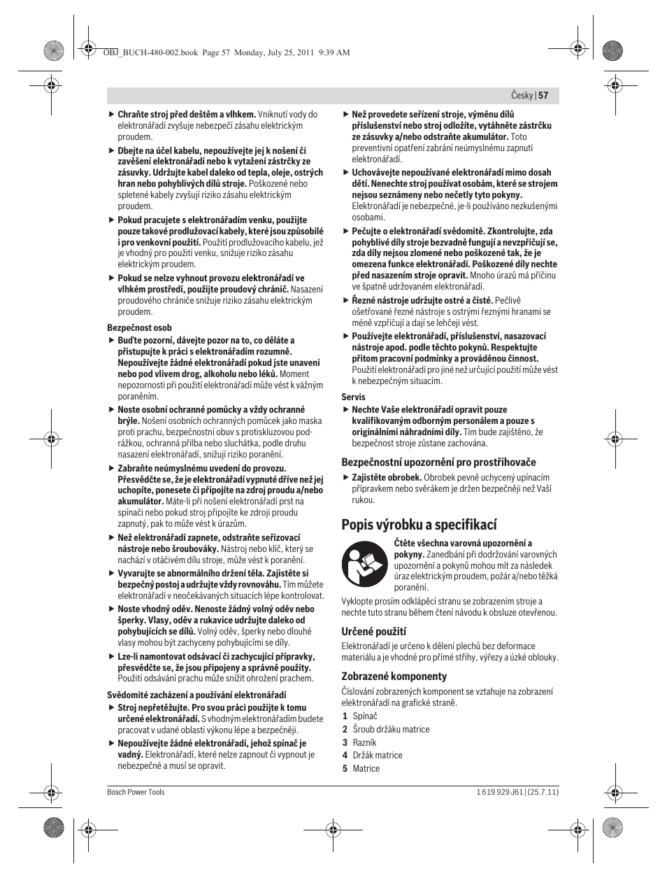 Popis výrobku a specifikací | Bosch GNA 16 (SDS) Professional User Manual | Page 57 / 112