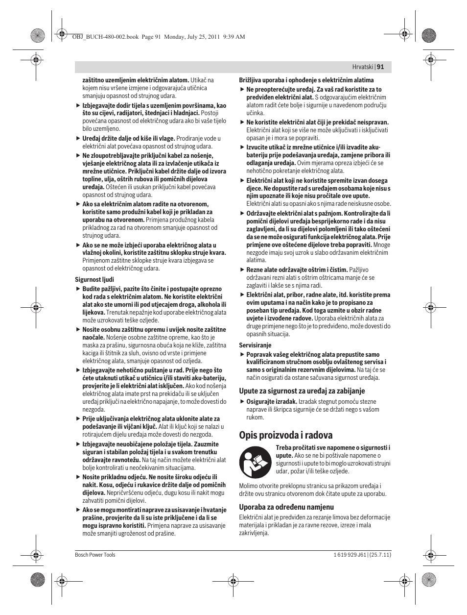 Opis proizvoda i radova | Bosch GNA 16 (SDS) Professional User Manual | Page 91 / 112