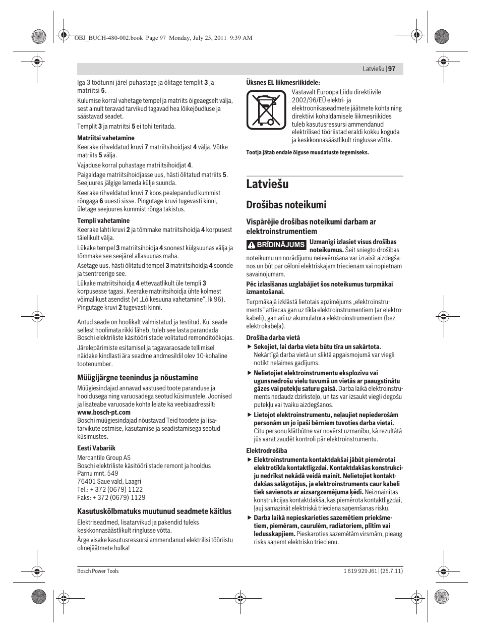 Latviešu | Bosch GNA 16 (SDS) Professional User Manual | Page 97 / 112