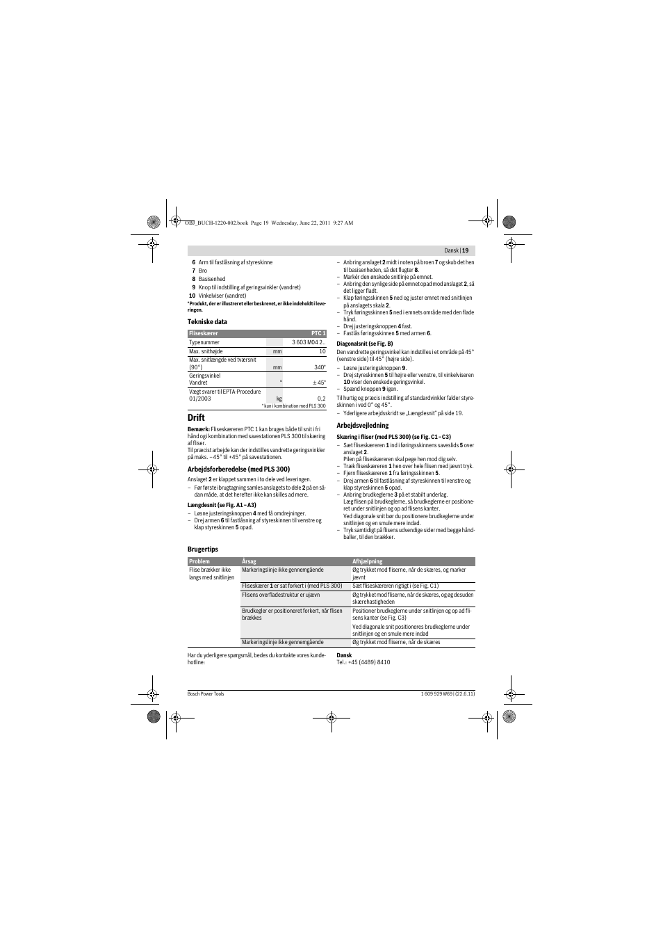 Drift | Bosch PTC 1 User Manual | Page 19 / 54