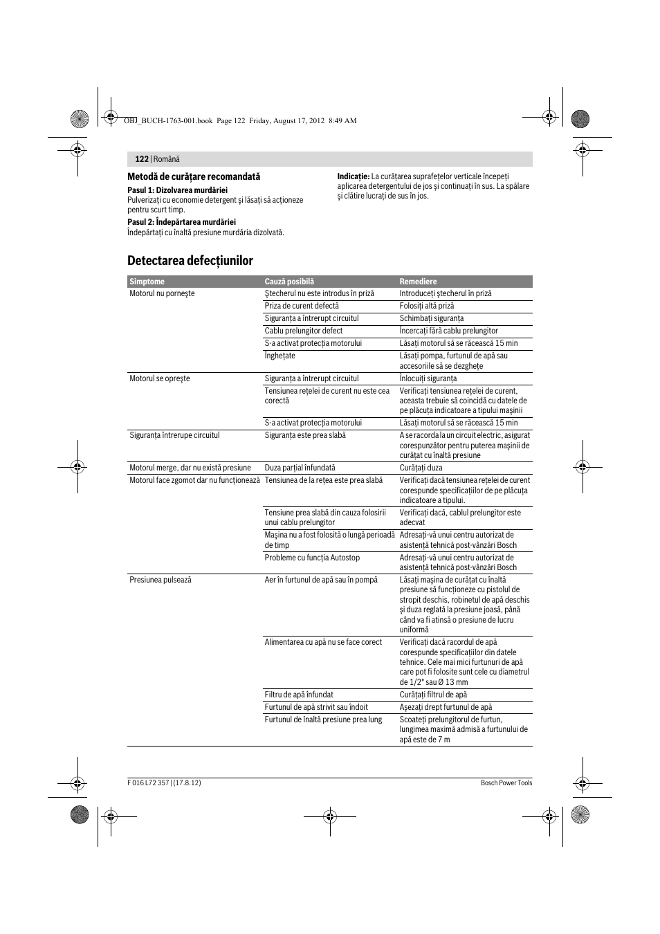 Detectarea defecţiunilor | Bosch GHP 8-15 XD Professional User Manual | Page 122 / 182