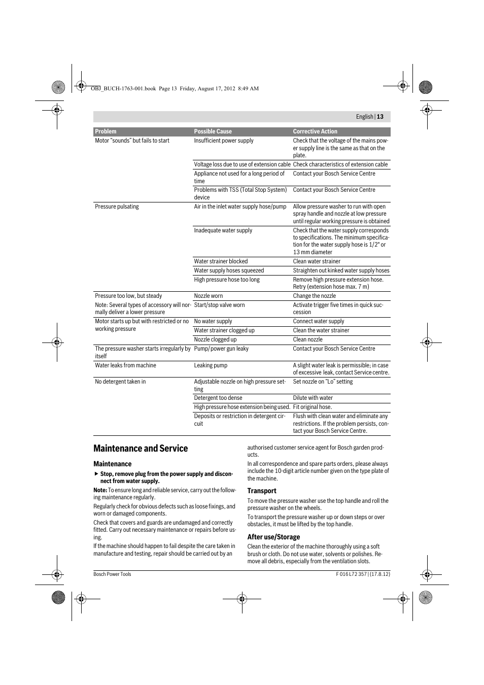 Maintenance and service | Bosch GHP 8-15 XD Professional User Manual | Page 13 / 182