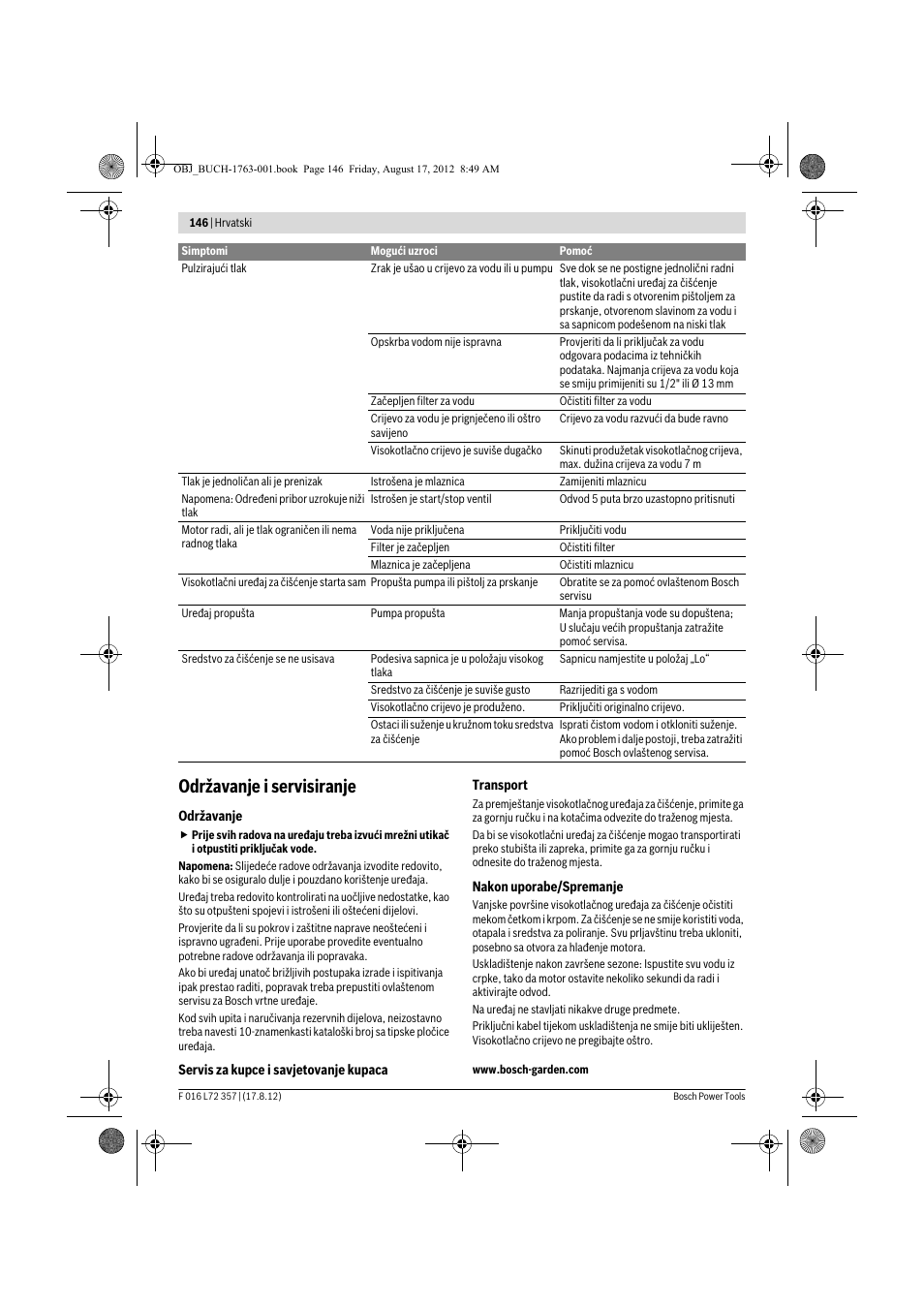 Održavanje i servisiranje | Bosch GHP 8-15 XD Professional User Manual | Page 146 / 182