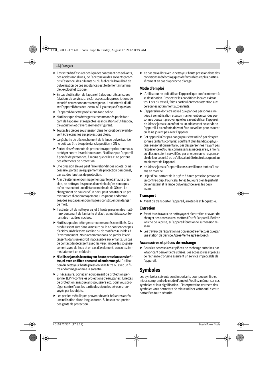 Symboles | Bosch GHP 8-15 XD Professional User Manual | Page 16 / 182