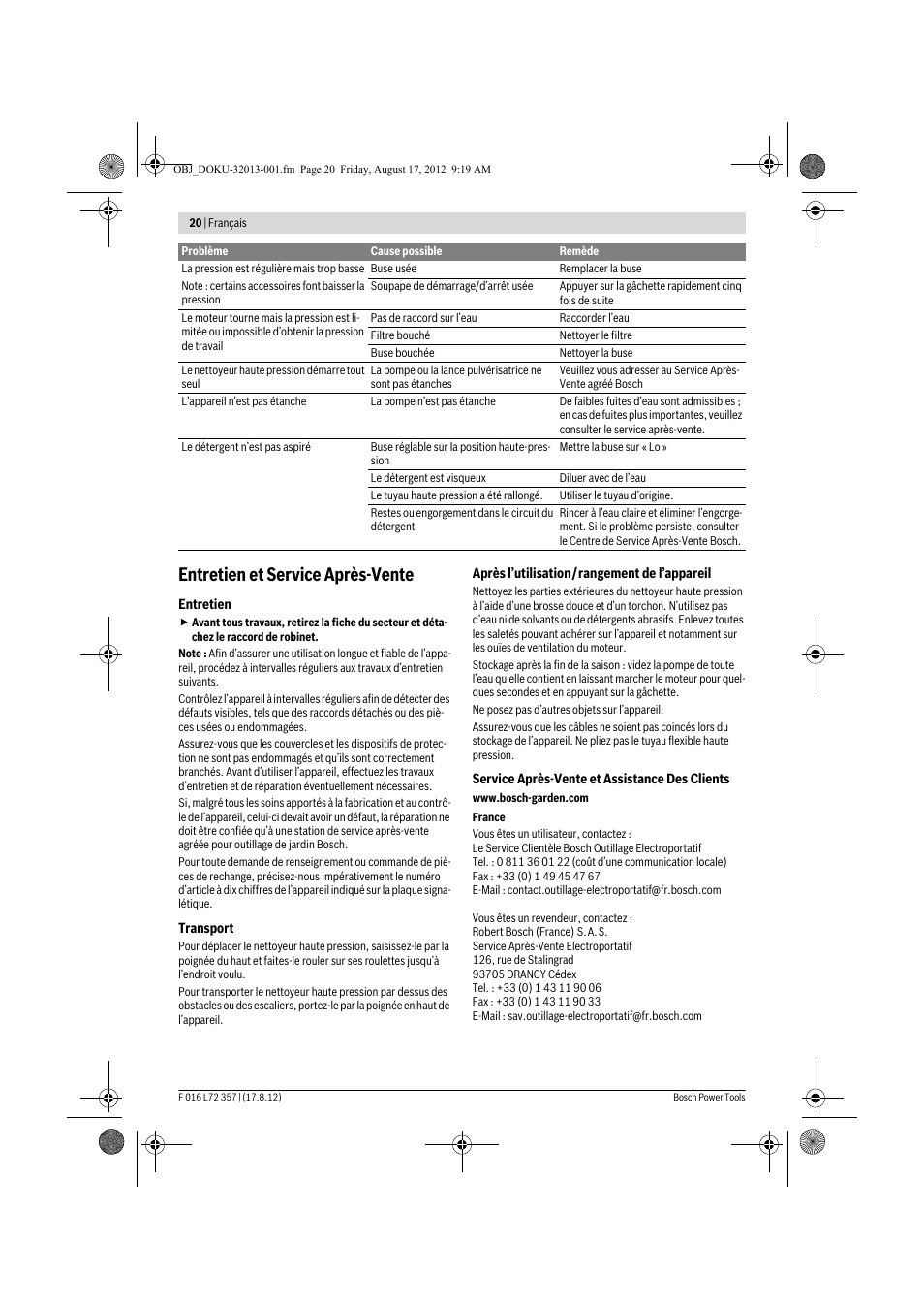 Entretien et service après-vente | Bosch GHP 8-15 XD Professional User Manual | Page 20 / 182