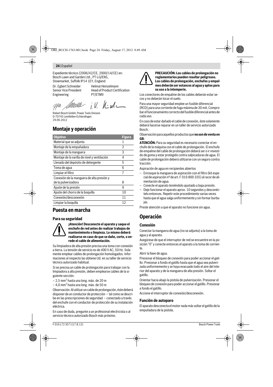 Montaje y operación puesta en marcha, Operación | Bosch GHP 8-15 XD Professional User Manual | Page 24 / 182