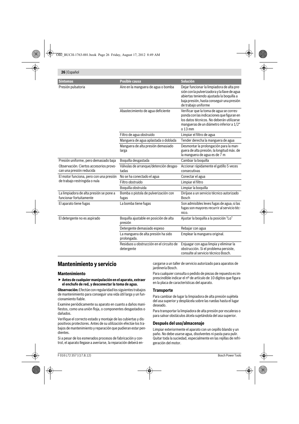 Mantenimiento y servicio | Bosch GHP 8-15 XD Professional User Manual | Page 26 / 182