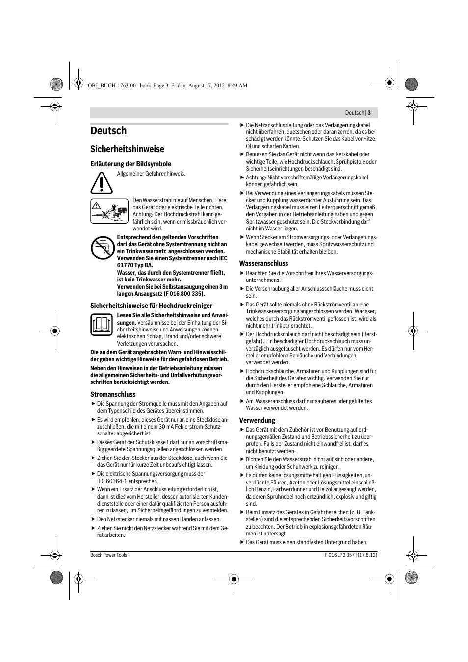 Deutsch, Sicherheitshinweise | Bosch GHP 8-15 XD Professional User Manual | Page 3 / 182