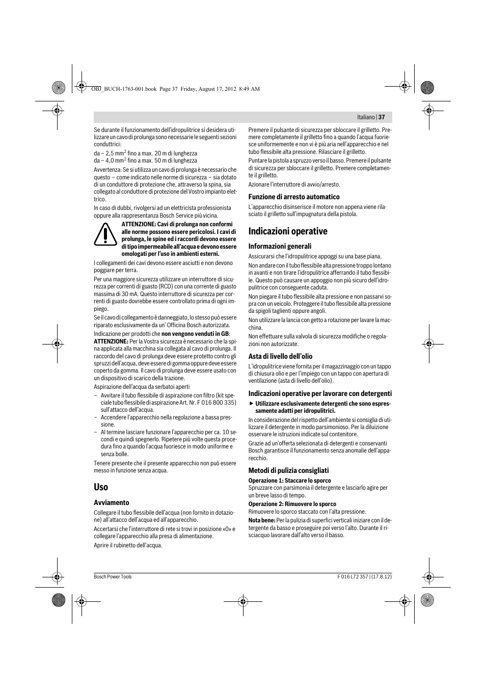 Indicazioni operative | Bosch GHP 8-15 XD Professional User Manual | Page 37 / 182