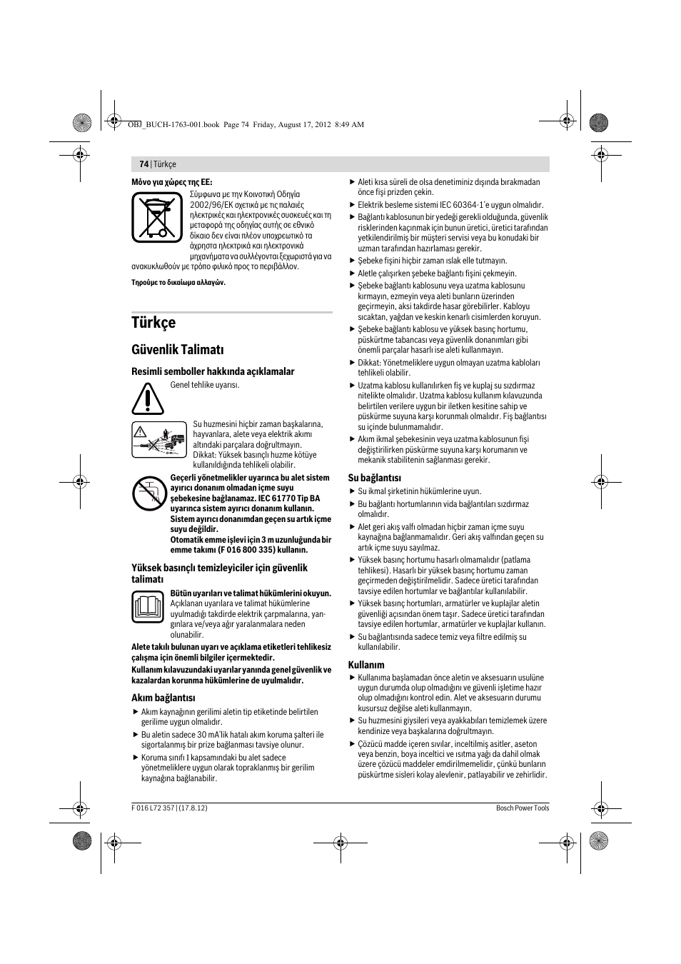 Türkçe, Güvenlik talimat | Bosch GHP 8-15 XD Professional User Manual | Page 74 / 182