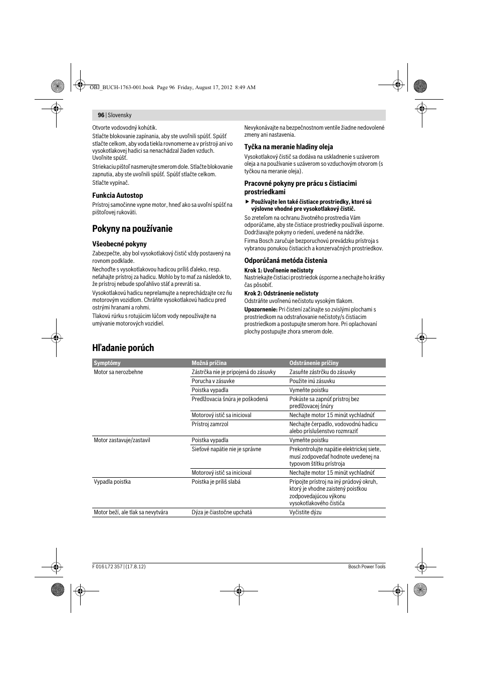 Pokyny na používanie, Hľadanie porúch | Bosch GHP 8-15 XD Professional User Manual | Page 96 / 182