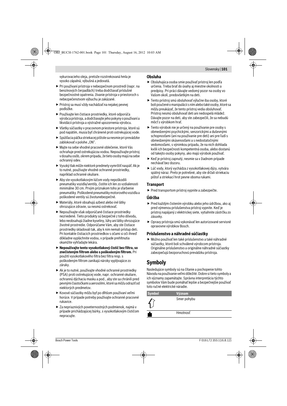 Symboly | Bosch GHP 5-14 User Manual | Page 101 / 198