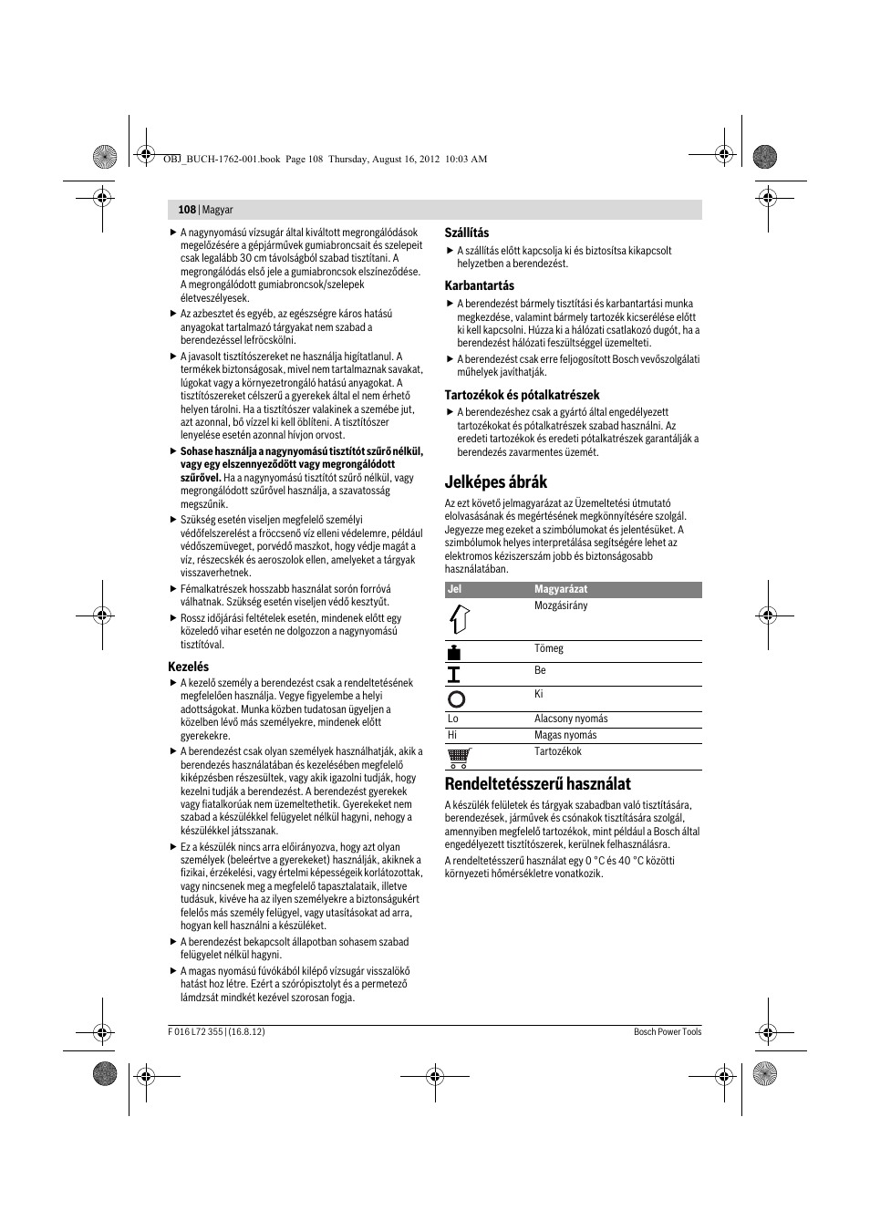 Jelképes ábrák, Rendeltetésszerű használat | Bosch GHP 5-14 User Manual | Page 108 / 198