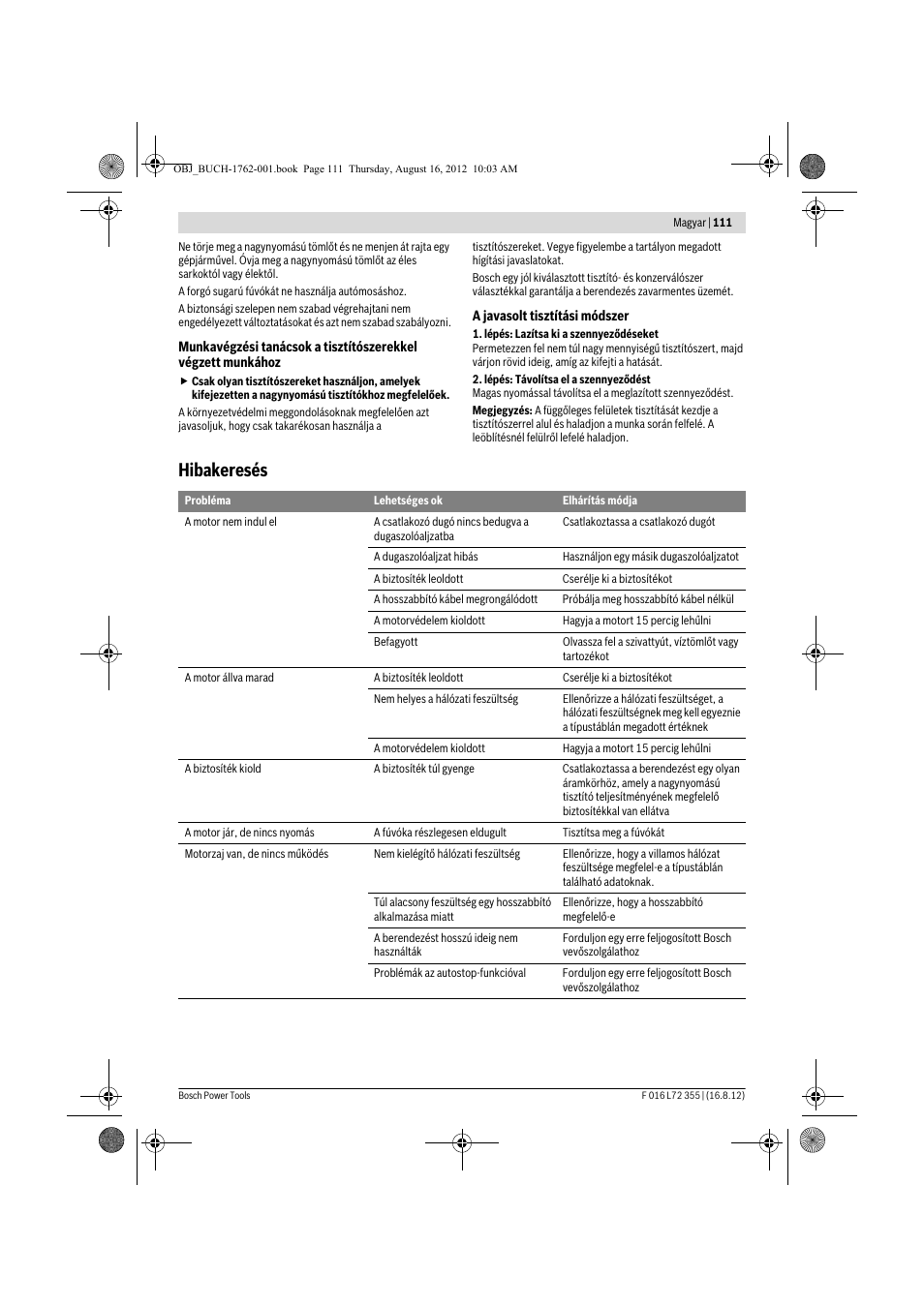 Hibakeresés | Bosch GHP 5-14 User Manual | Page 111 / 198