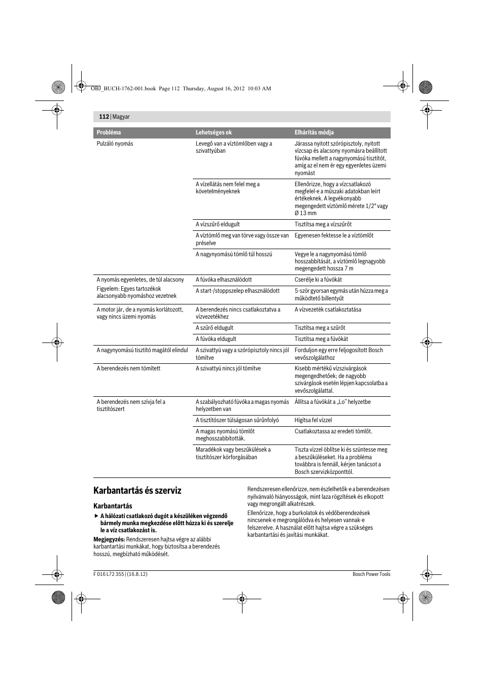 Karbantartás és szerviz | Bosch GHP 5-14 User Manual | Page 112 / 198