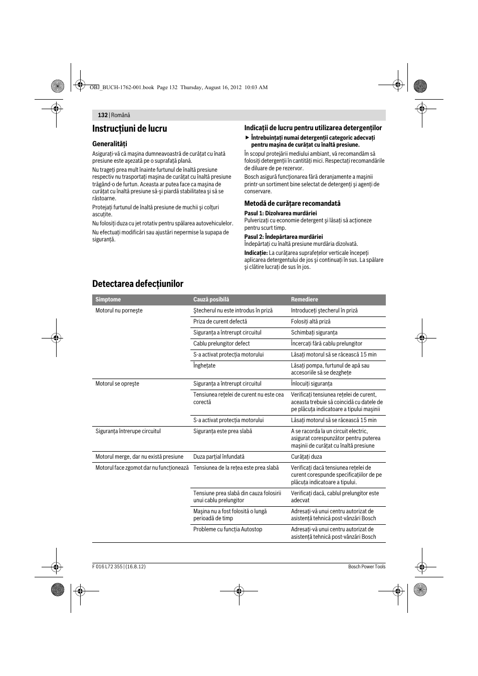 Instrucţiuni de lucru, Detectarea defecţiunilor | Bosch GHP 5-14 User Manual | Page 132 / 198
