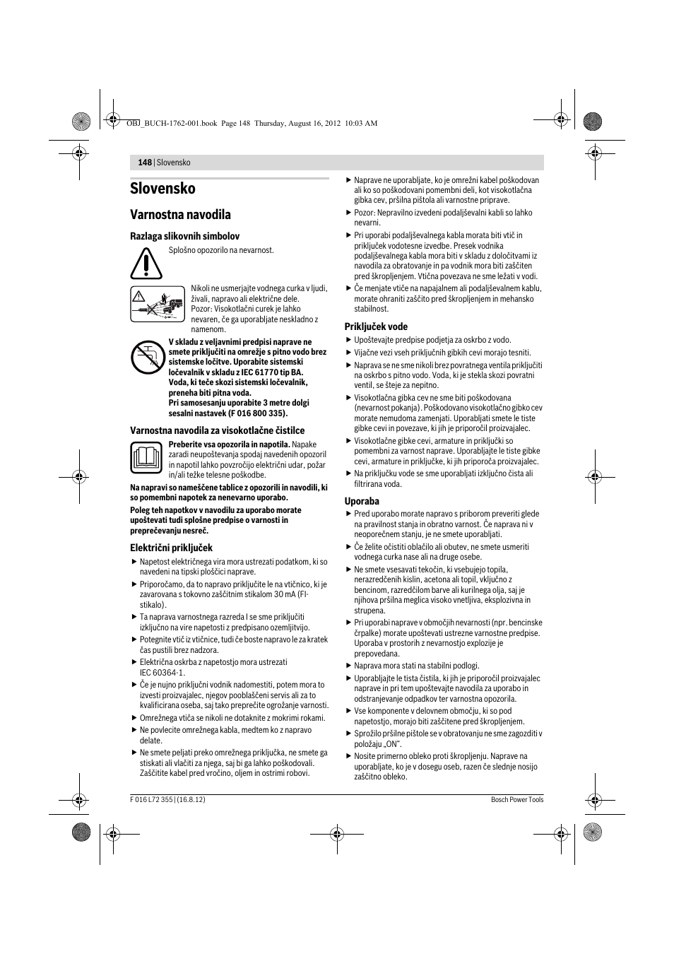 Slovensko, Varnostna navodila | Bosch GHP 5-14 User Manual | Page 148 / 198