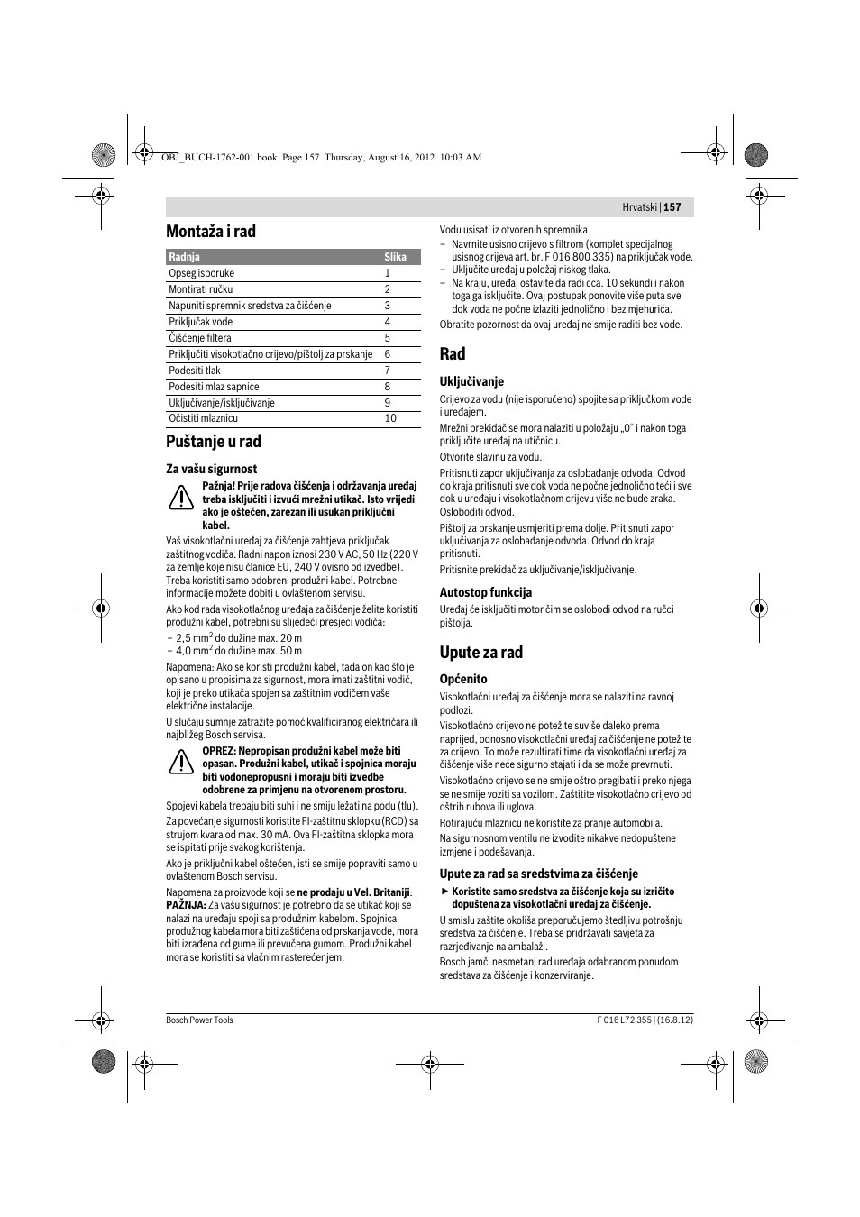 Montaža i rad puštanje u rad, Upute za rad | Bosch GHP 5-14 User Manual | Page 157 / 198