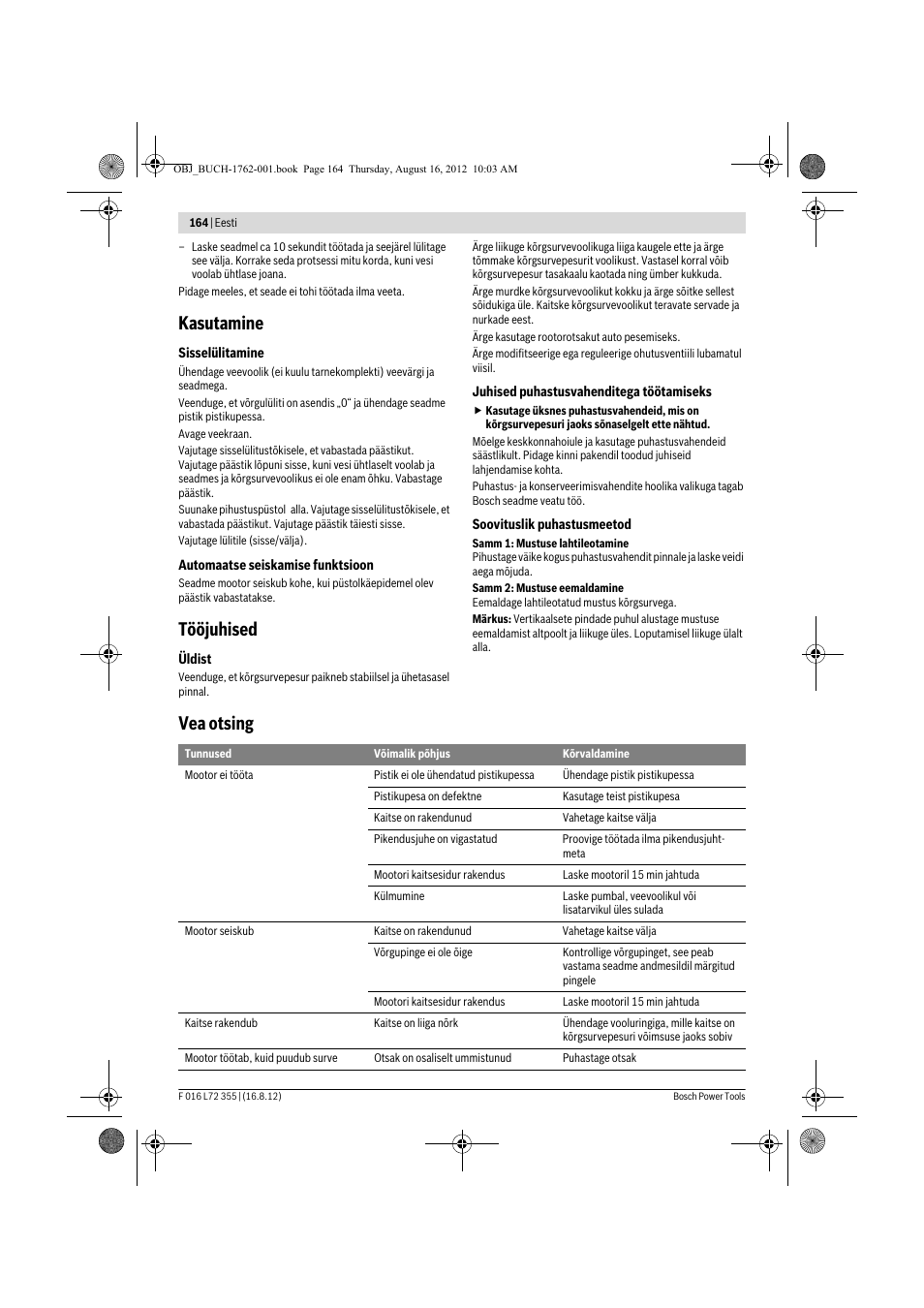 Kasutamine, Tööjuhised, Vea otsing | Bosch GHP 5-14 User Manual | Page 164 / 198